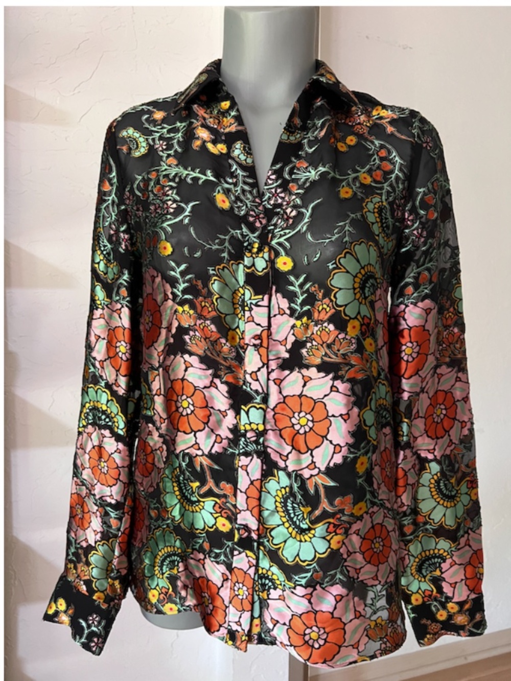 Alice + Olivia vinelands Floral silk  Blouse